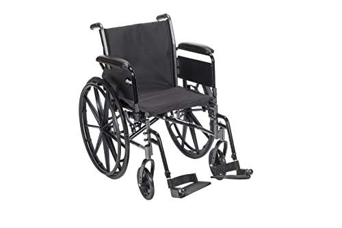 Drive Medical Cruiser III Light Weight Wheelchair with Flip Back Removable Arms, Full Arms, Swing Away Footrests, 18'' Seat