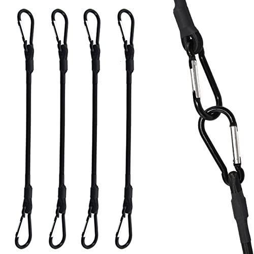 SDTC Tech 24 Inch Bungee Cord with Carabiner Hook | 4 Pack Superior Latex Heavy Duty Straps Strong Elastic Rope Locks onto Anchor Points of Luggage Rack/Cargo/Camping/RV/Hand Carts etc.