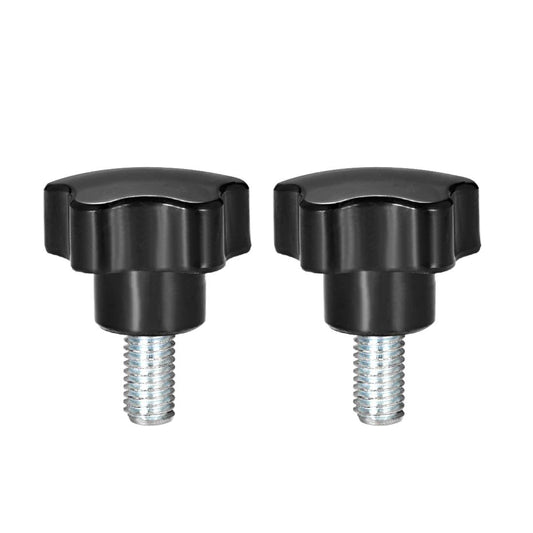 uxcell 2 Pcs Star Knobs Grips M10 x 20mm Male Thread Steel Zinc Stud Black PP