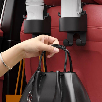 XINYIELE Multifunctional Hook for Car Seat Back, Back Seat Cup Holder with Hooks, Multifunction Seat Cup Holder Hook for Car,3 in 1 Car Hook & Backseat Cup Holder (Type-A 2PCS)