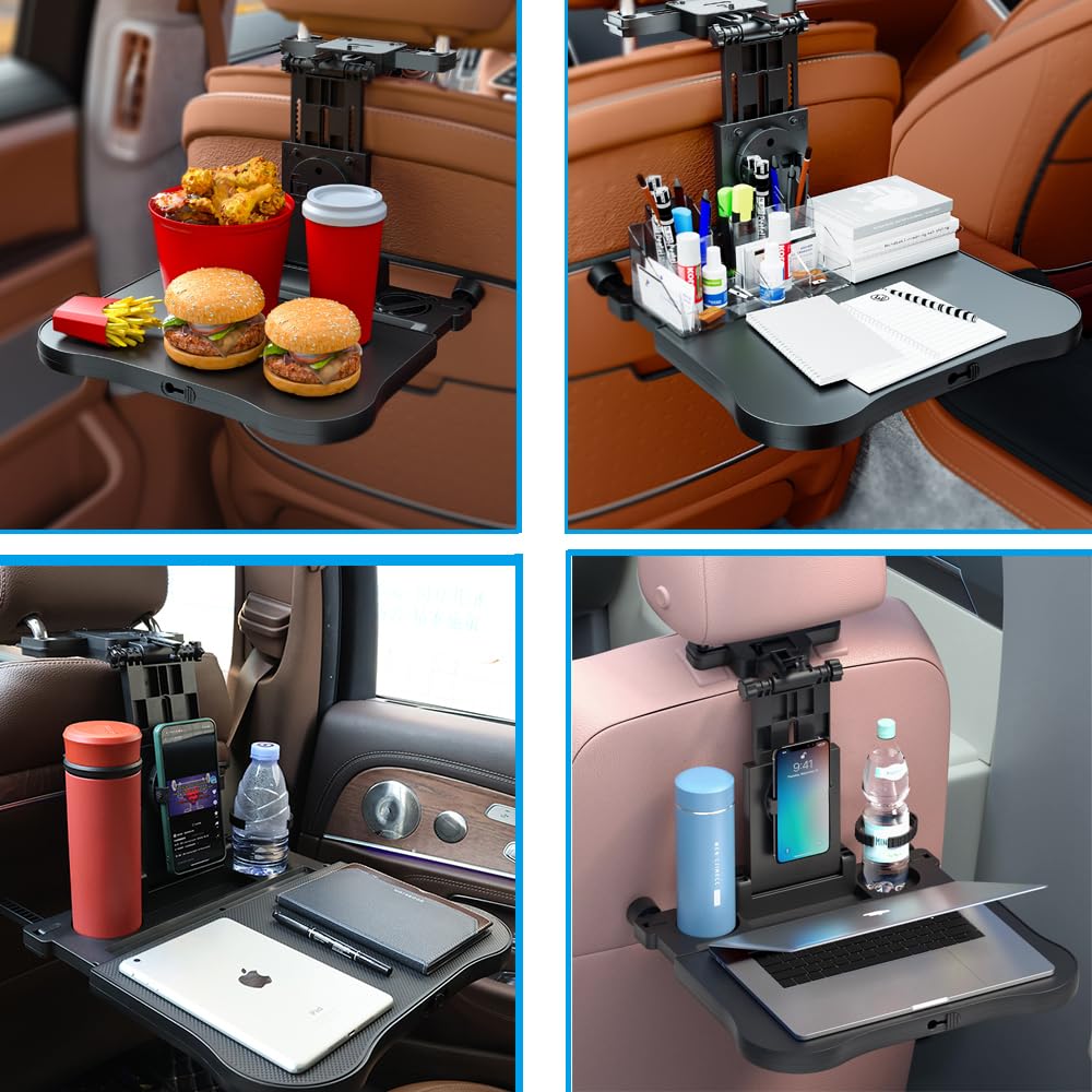 FANXIN Car Seat Tray, Car Back Seat Tray Table for Kids, Foldable Travel Tray for Rear Passenger Seat, Car Food Trays for Eating, Car Desk for Laptop Working on The Road with Non-Slip Mat