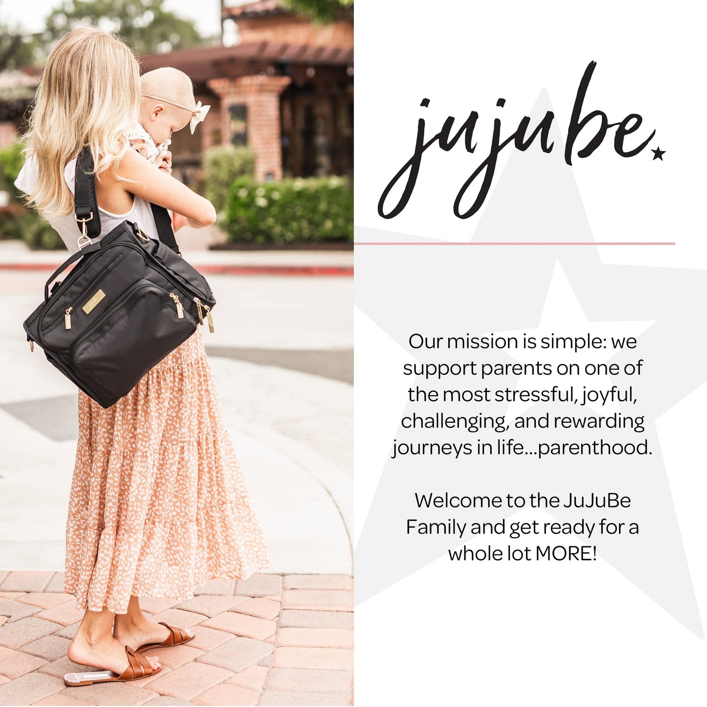 JuJuBe BFF Convertible Unisex Diaper Bag Backpack, Baby Bag with Changing Pad, Black Out