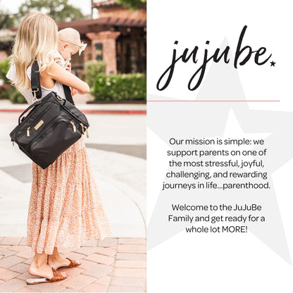 JuJuBe BFF Convertible Unisex Diaper Bag Backpack, Baby Bag with Changing Pad, Black Out