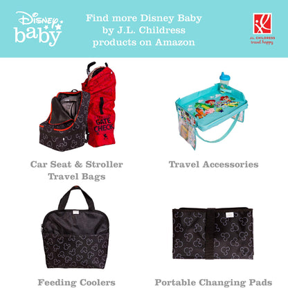 Disney Baby by J.L. Childress Stroller Organizer with Cup Holders and Mesh Storage Compartment - Disney World Travel Essential - Universal Stroller Accessory with XL Storage Bag - Mickey Mouse Black