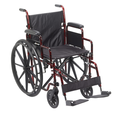 Drive Medical RTLREB18DDA-SF Rebel Lightweight Wheelchair with Swing-Away Footrest, Red